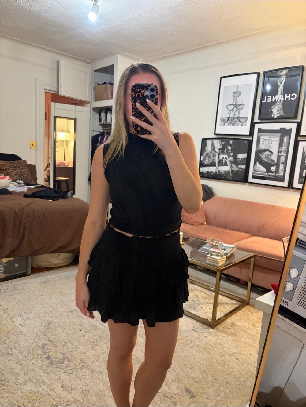 Black Tiered Mini Skirt